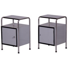 Restored Bed-Side Tables, Vichr a Spol, Chrome-Plated Steel, Czechia, 1930s