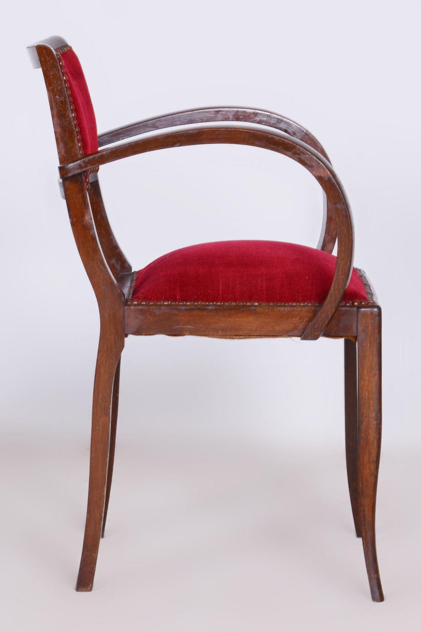 Restored Beech Art Deco Armchair by Jules Leleu, Revived Polish, France, 1930s For Sale 1