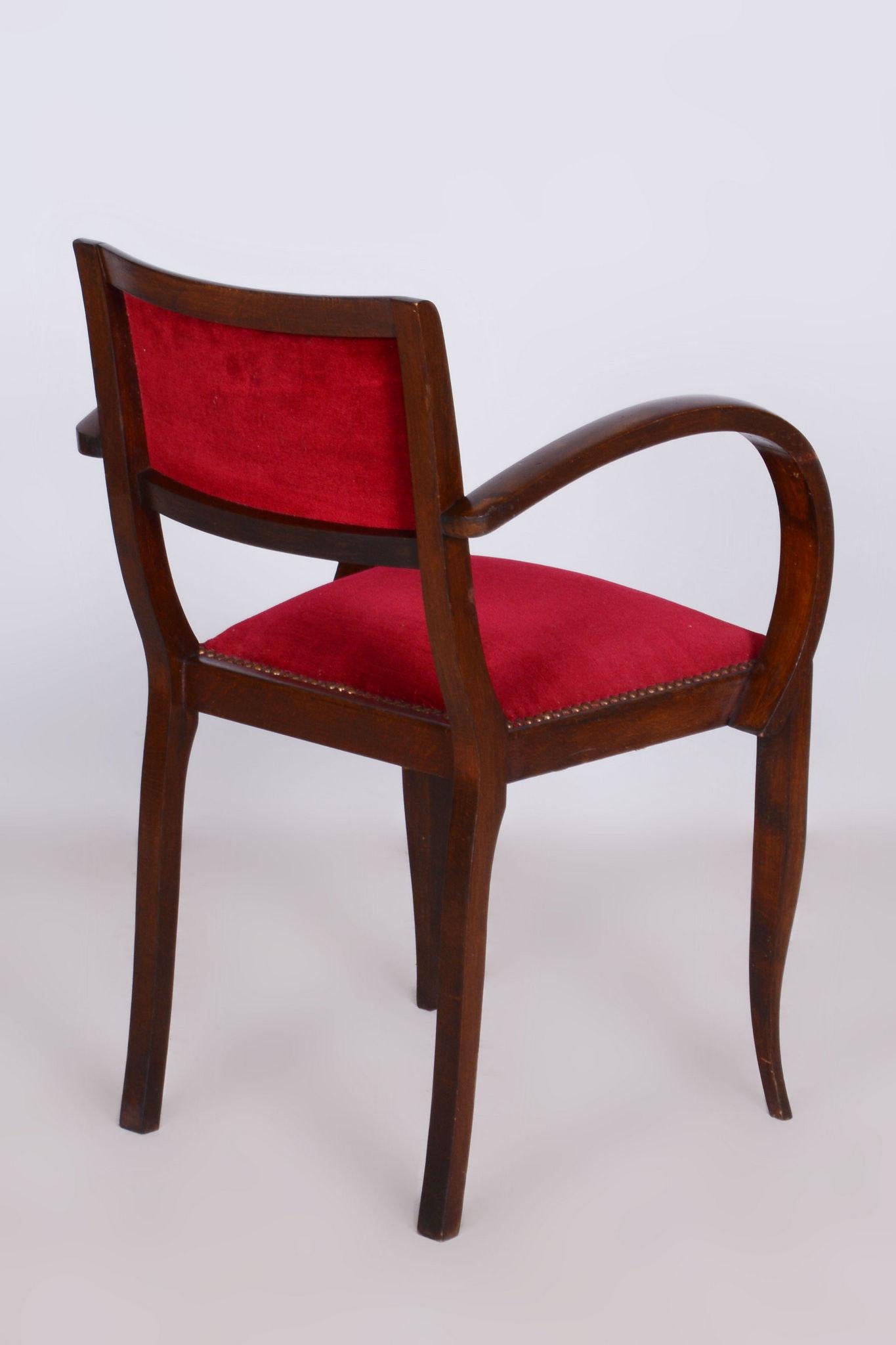 Restored Beech Art Deco Armchair by Jules Leleu, Revived Polish, France, 1930s For Sale 2