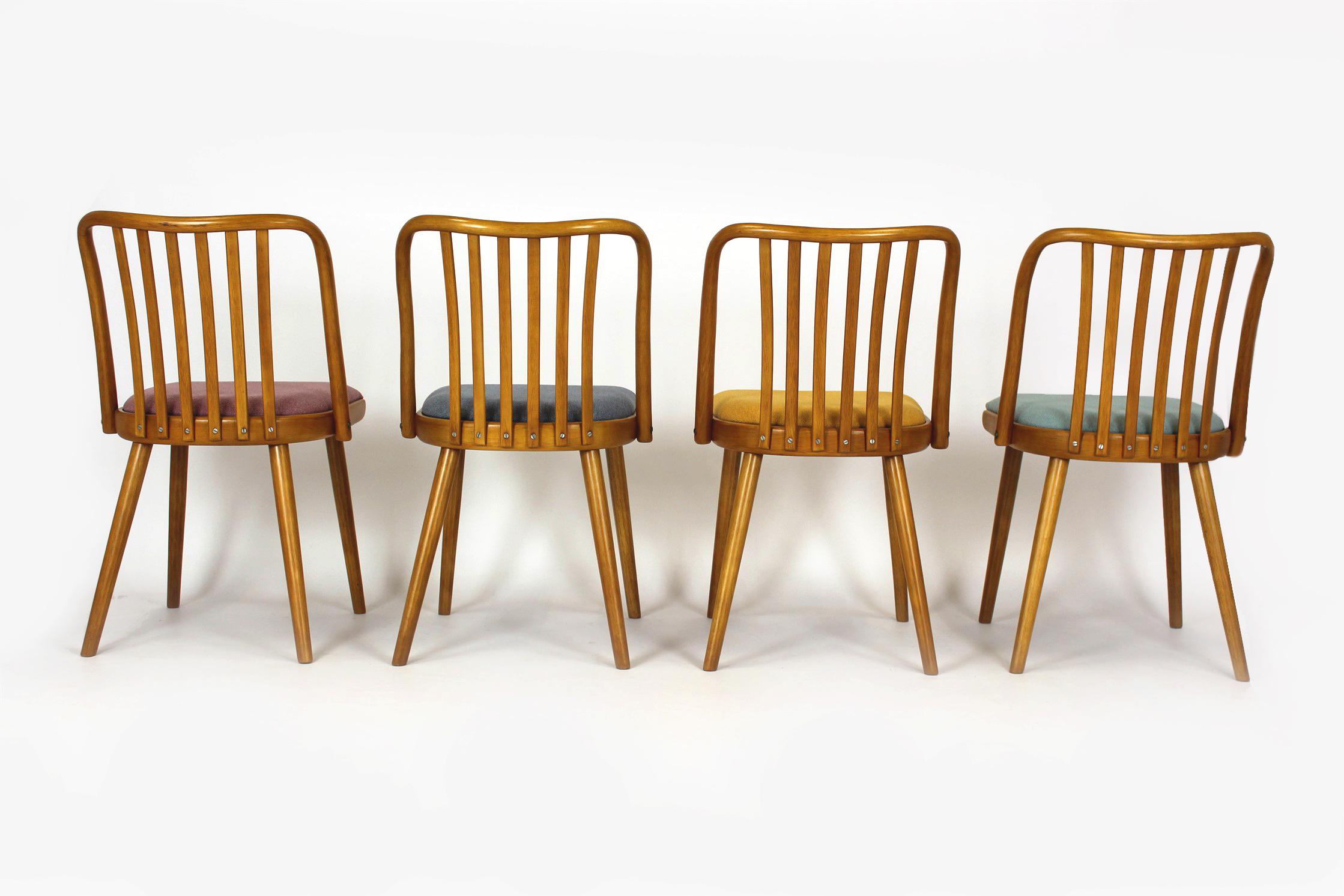 Restored Beech Dining Chairs from Ton, 1960s, Set of 4 6