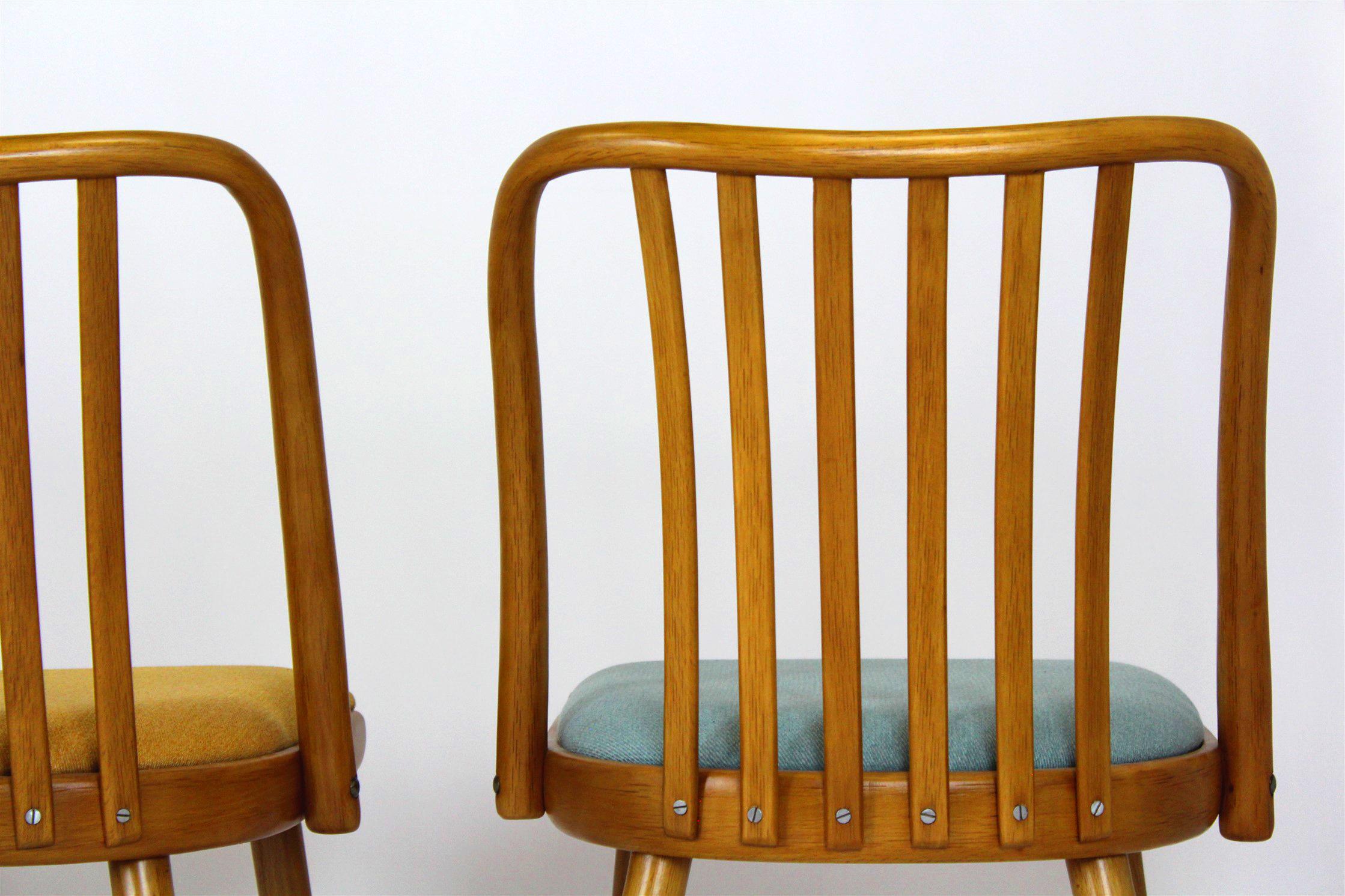 Restored Beech Dining Chairs from Ton, 1960s, Set of 4 8