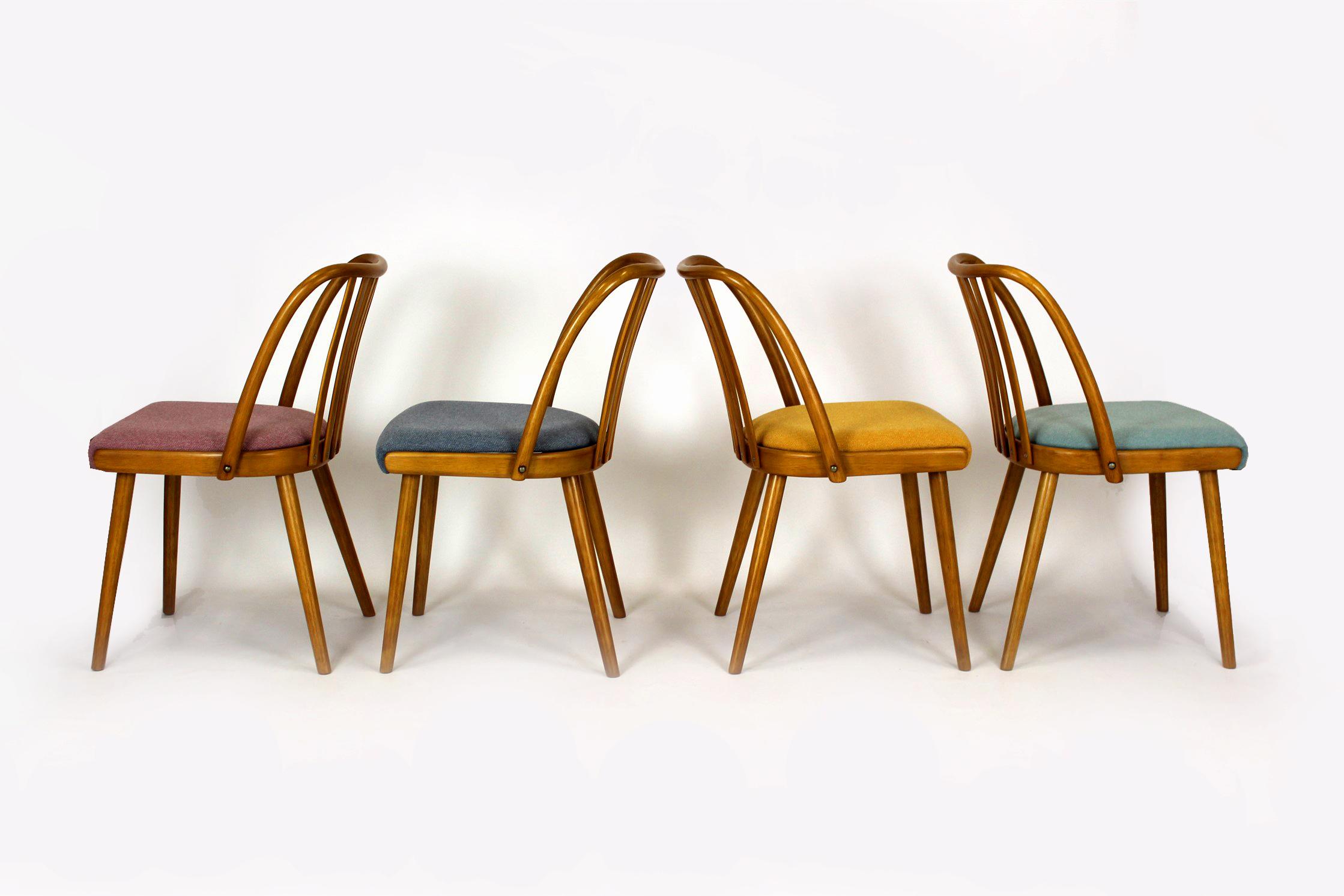 Restored Beech Dining Chairs from Ton, 1960s, Set of 4 11