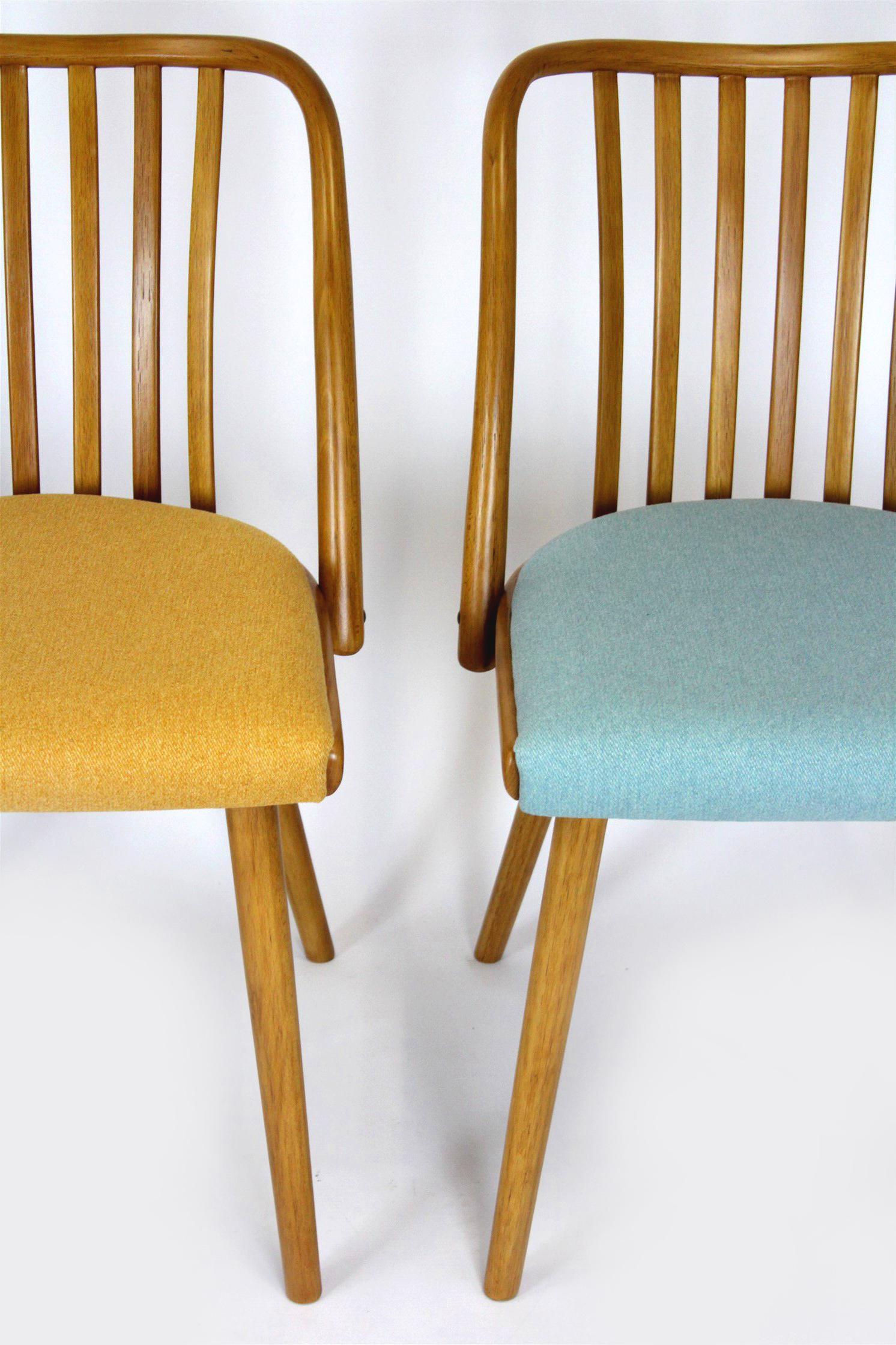 Mid-Century Modern Restored Beech Dining Chairs from Ton, 1960s, Set of 4