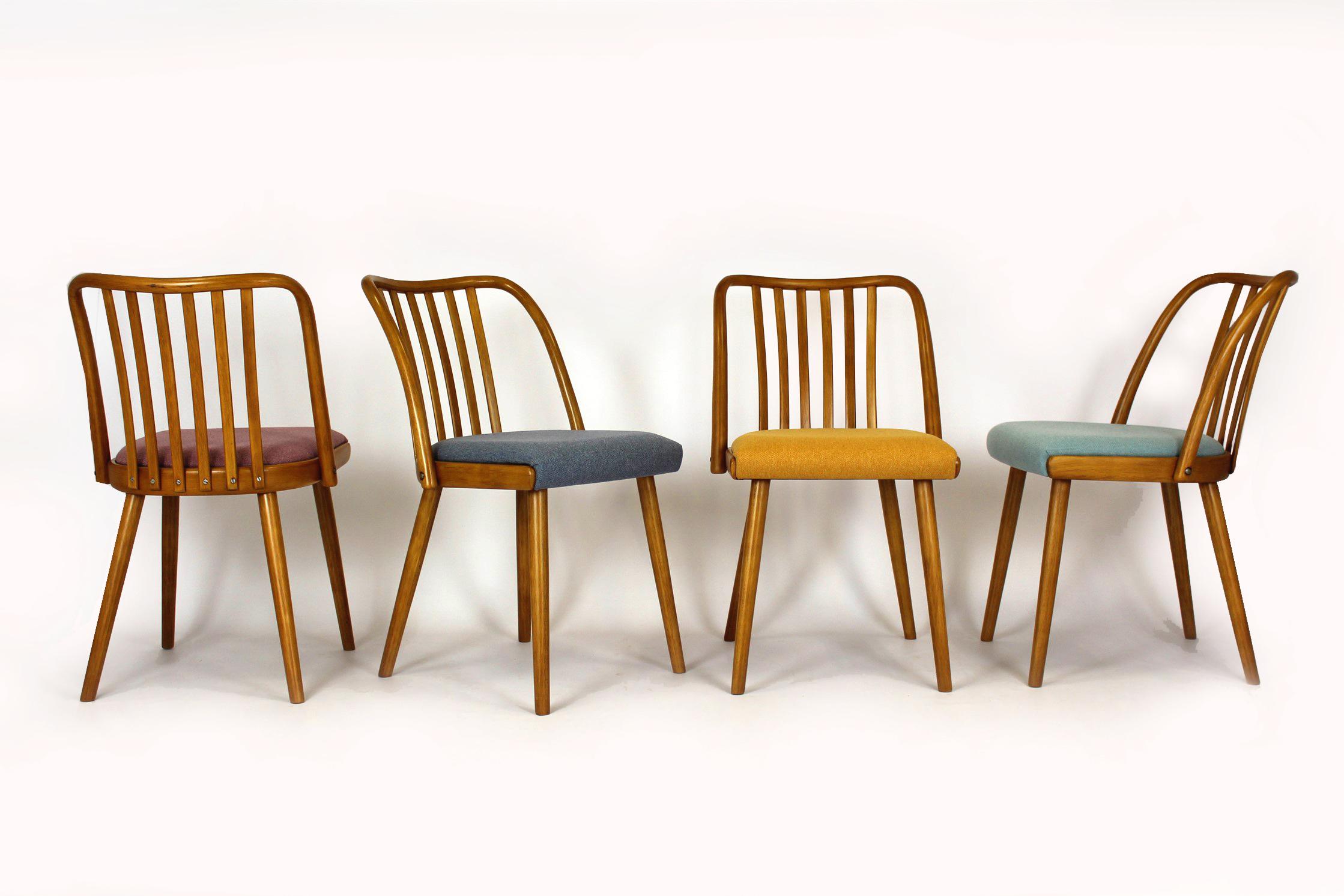 Restored Beech Dining Chairs from Ton, 1960s, Set of 4 2