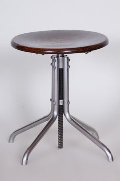 Restored Beech Swivel Piano Stool by Mücke, Melder, Czechia, 1930s