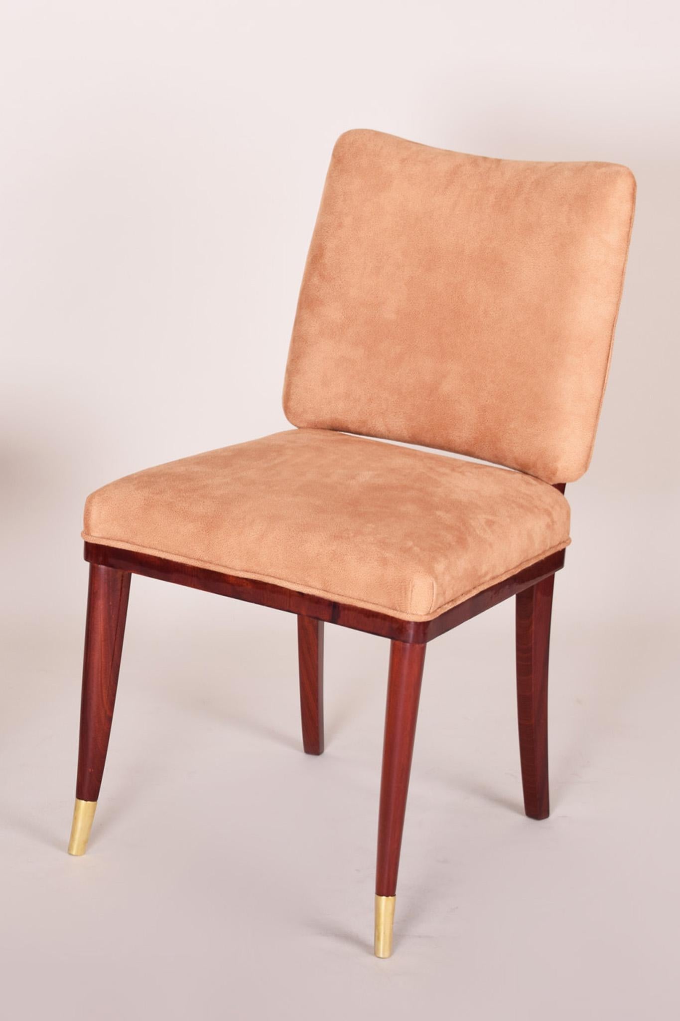 French Art Deco chairs, designed by Jules Leleu.
Material: Mahogany
Completely restored, surface made by piano lacquers to the high gloss. New fabric and upholstery reminiscences genius loci of period 1925.





 