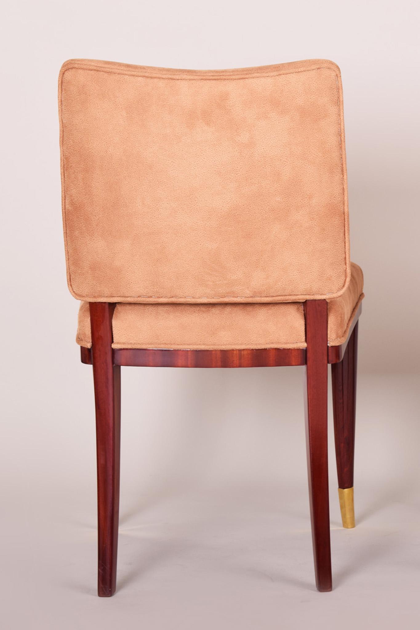 Early 20th Century Restored Beige French Art Deco Chair, Designed by Jules Leleu, 1920-1929 For Sale