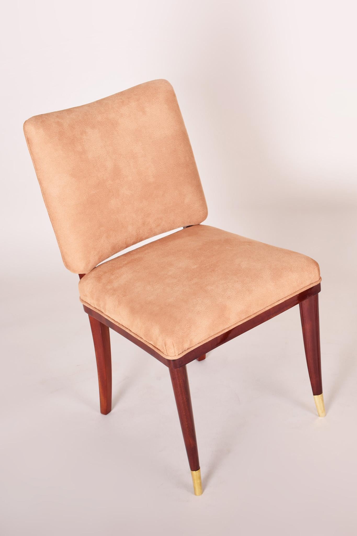 Wood Restored Beige French Art Deco Chair, Designed by Jules Leleu, 1920-1929 For Sale