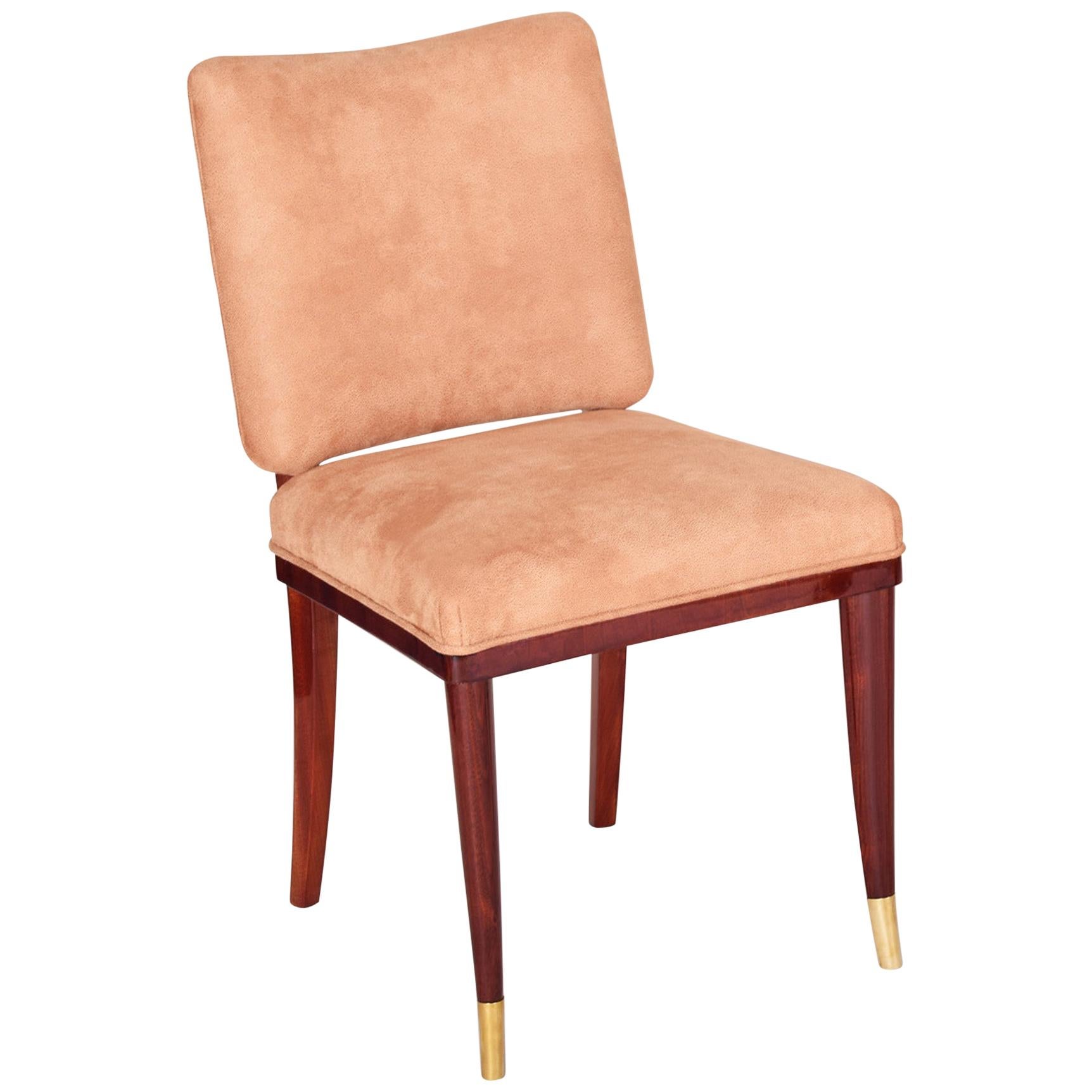 Restored Beige French Art Deco Chair, Designed by Jules Leleu, 1920-1929 For Sale