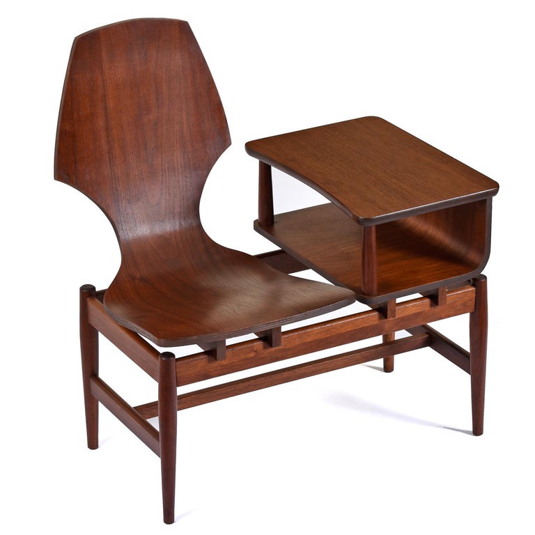 Restored Bent Walnut Plycraft Telephone Gossip Chair at 1stDibs