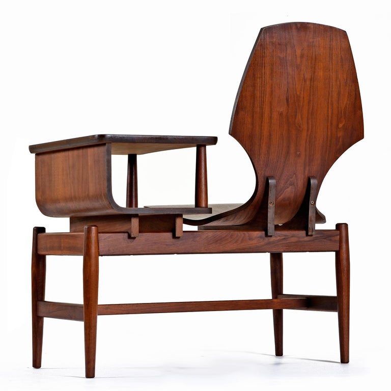 Restored Bent Walnut Plycraft Telephone Gossip Chair at 1stDibs