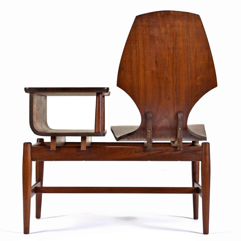 Restored Bent Walnut Plycraft Telephone Gossip Chair at 1stDibs