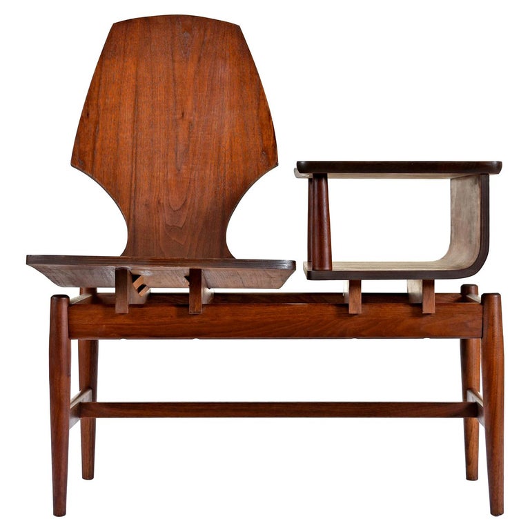 Restored Bent Walnut Plycraft Telephone Gossip Chair at 1stDibs