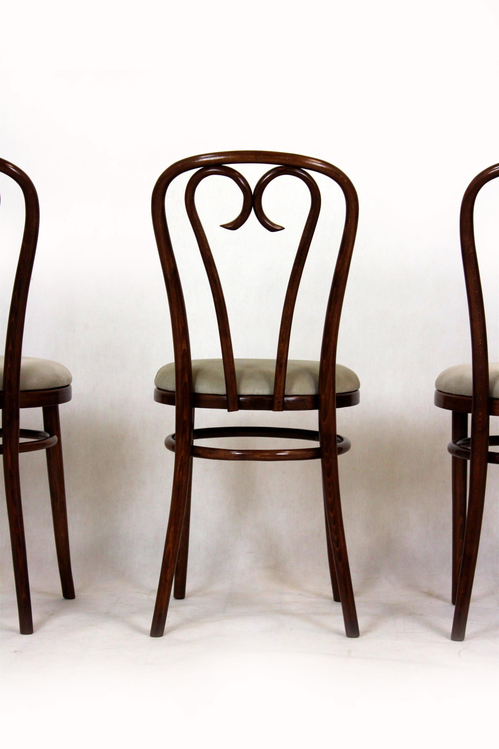 Chaises en bois cintré restaurées, années 1950, lot de 4 en vente 9
