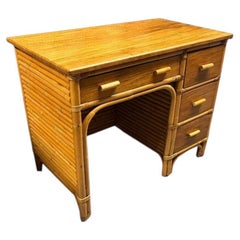 Restored Bespok Vertically Stacked Rattan Writing Desk w/ Mahogany Top