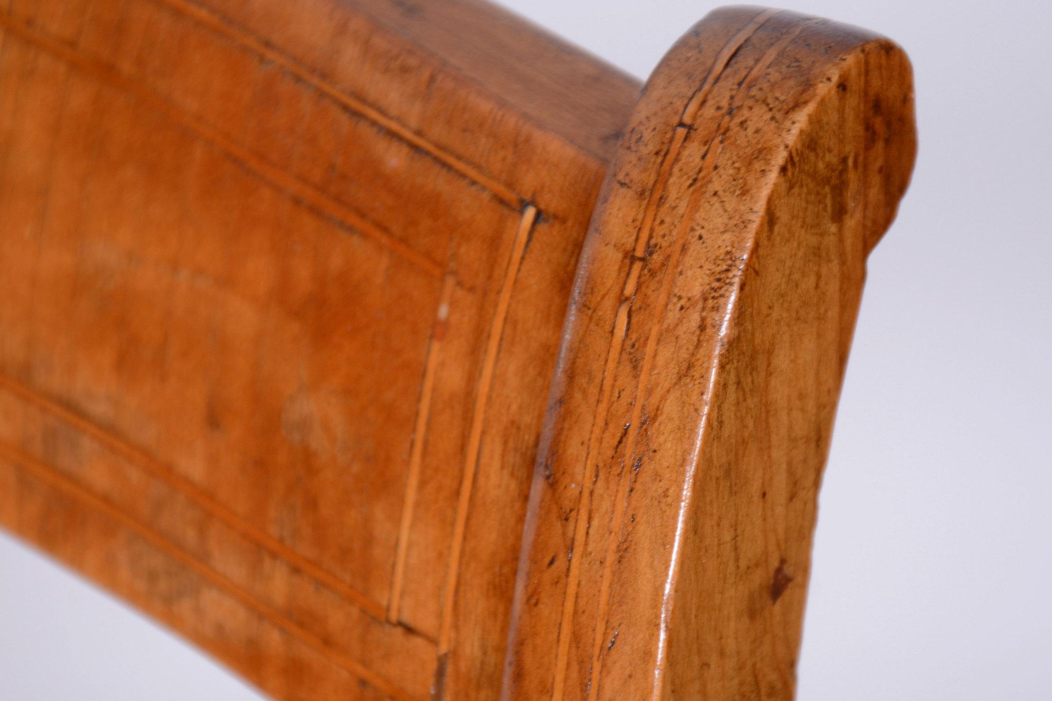 Restored Biedermeier Armchair with Stool, Beech, Oak, Cherry, Austria, 1830s For Sale 5