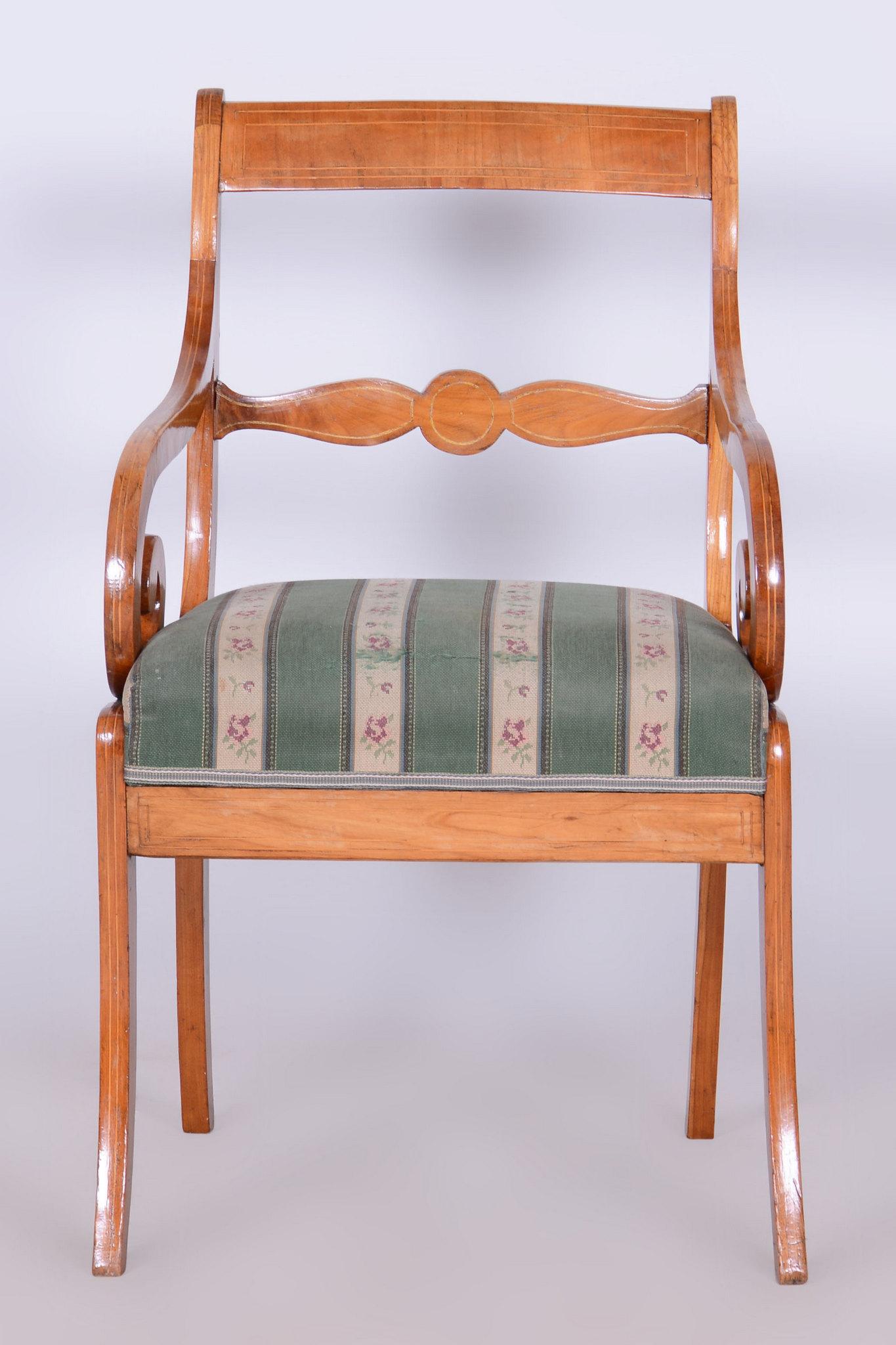 Restored Biedermeier Armchair with Stool, Beech, Oak, Cherry, Austria, 1830s For Sale 6