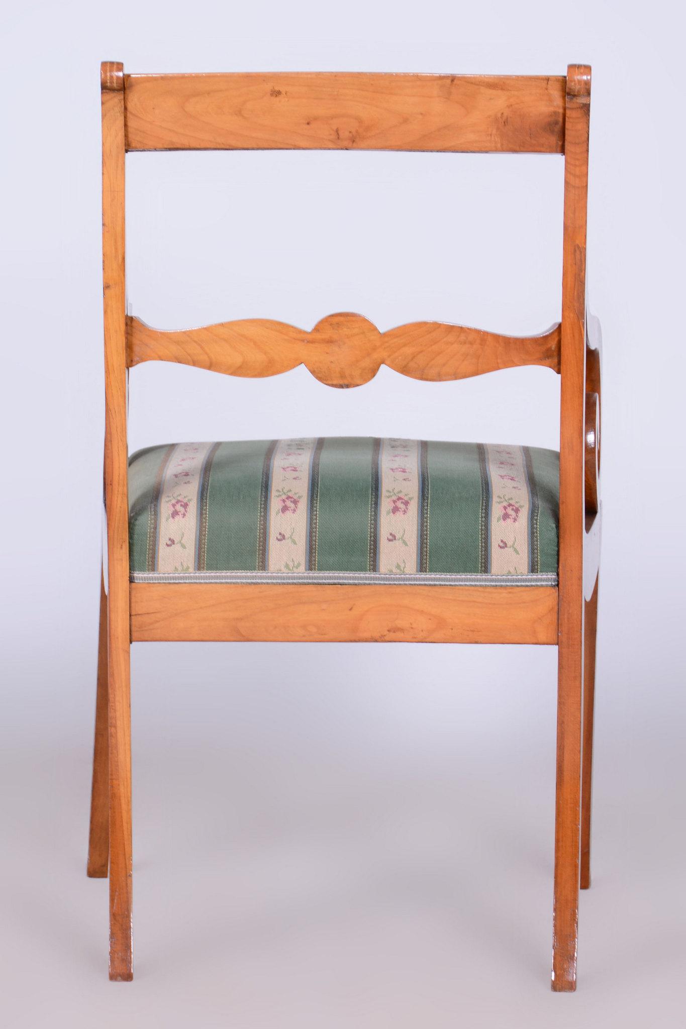 Restored Biedermeier Armchair with Stool, Beech, Oak, Cherry, Austria, 1830s For Sale 9