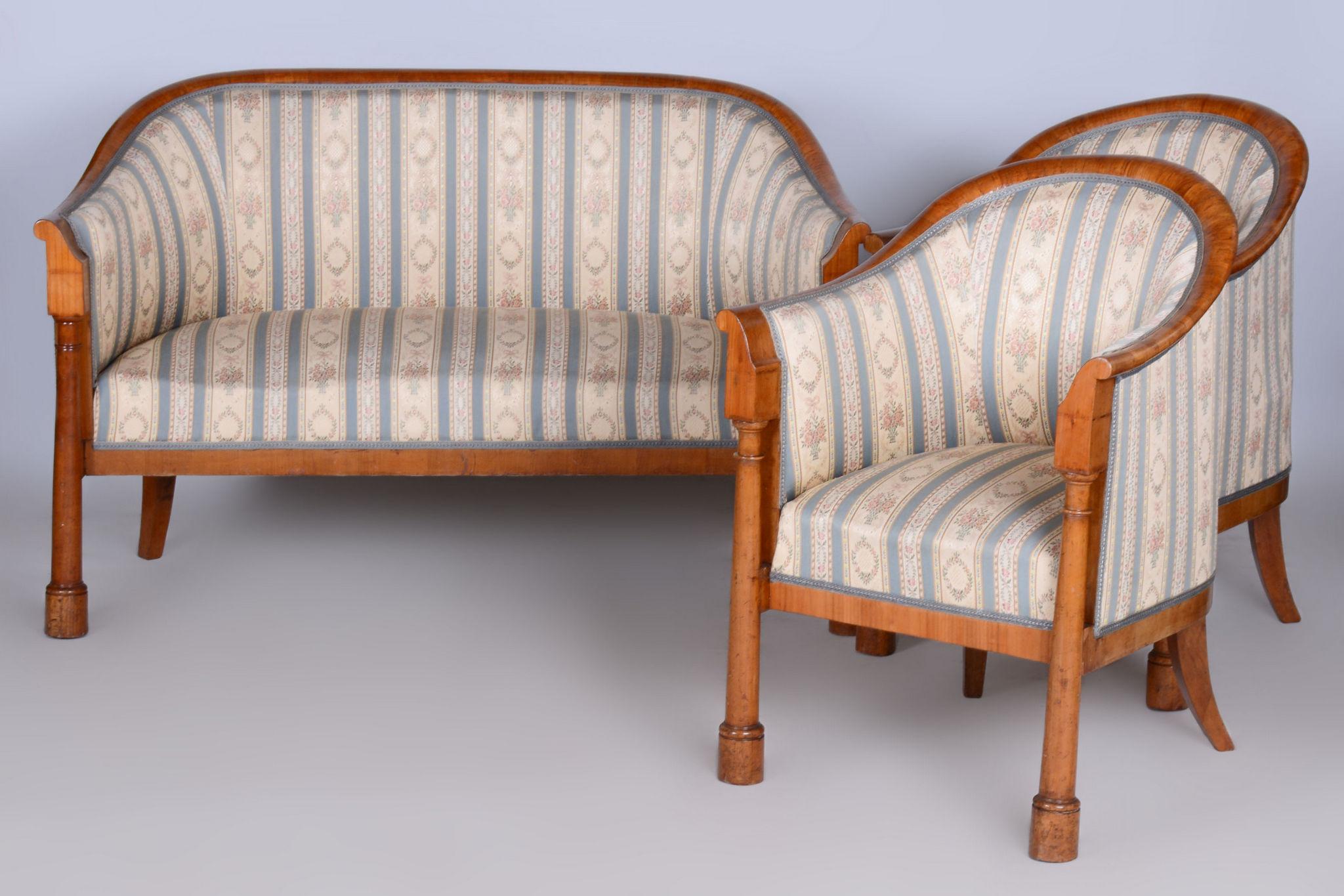 Restored Biedermeier Birch Seating Set, Revived Polish, Vienna, Austria, 1830s For Sale 5