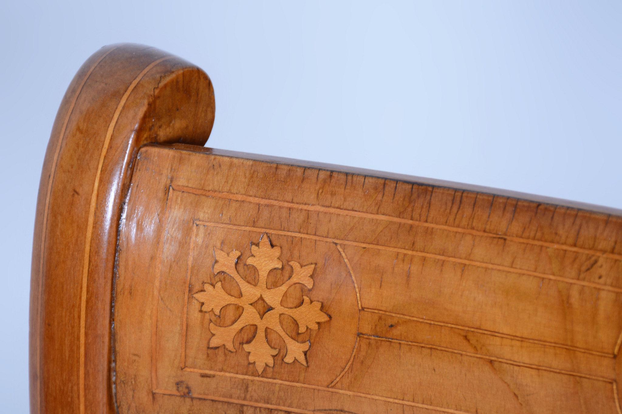 Restaurierter Biedermeier-Stuhl, Kirschbaum, Rattan, Revived Polish, Österreich, 1830er Jahre (19. Jahrhundert) im Angebot