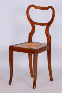 Restored Biedermeier Chair, Walnut Vener, Rattan, Polish, Austria, 1830s