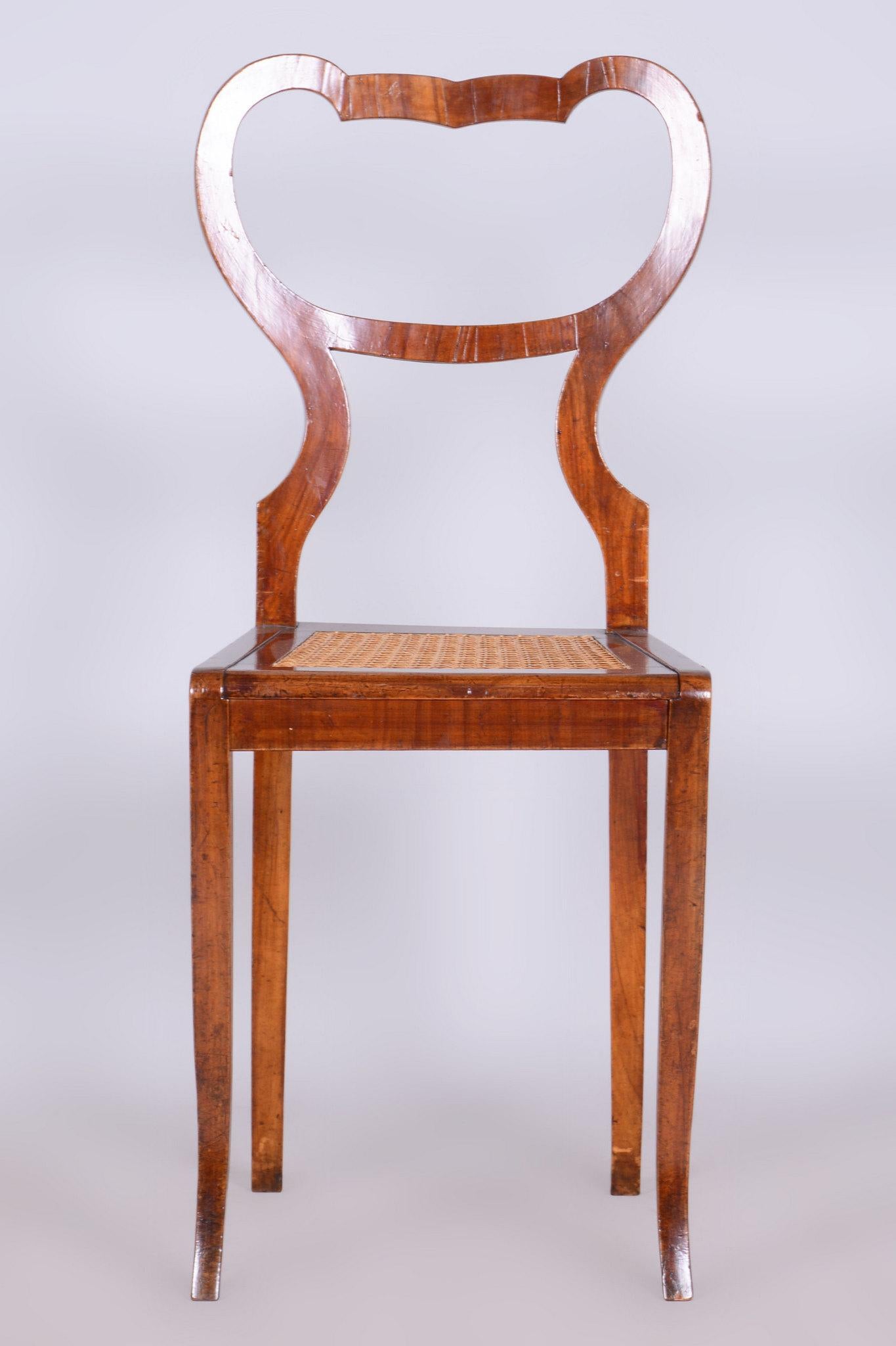 Restaurierter Biedermeier-Stuhl, Nussbaum Vener, Rattan, Polnisch, Österreich, 1830er Jahre im Angebot 2