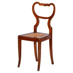 Chaise Biedermeier restaurée, Vener en noyer, rotin, polonais, Autriche, années 1830