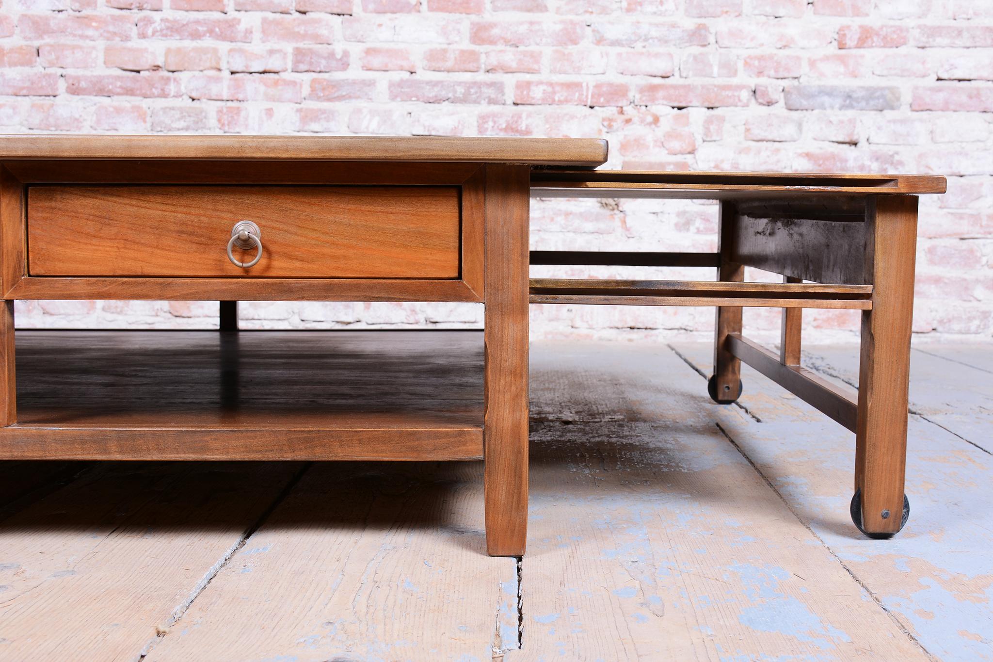 Table à café Biedermeier restaurée, cerisier, polonais ravivé, France, années 1890 en vente 7
