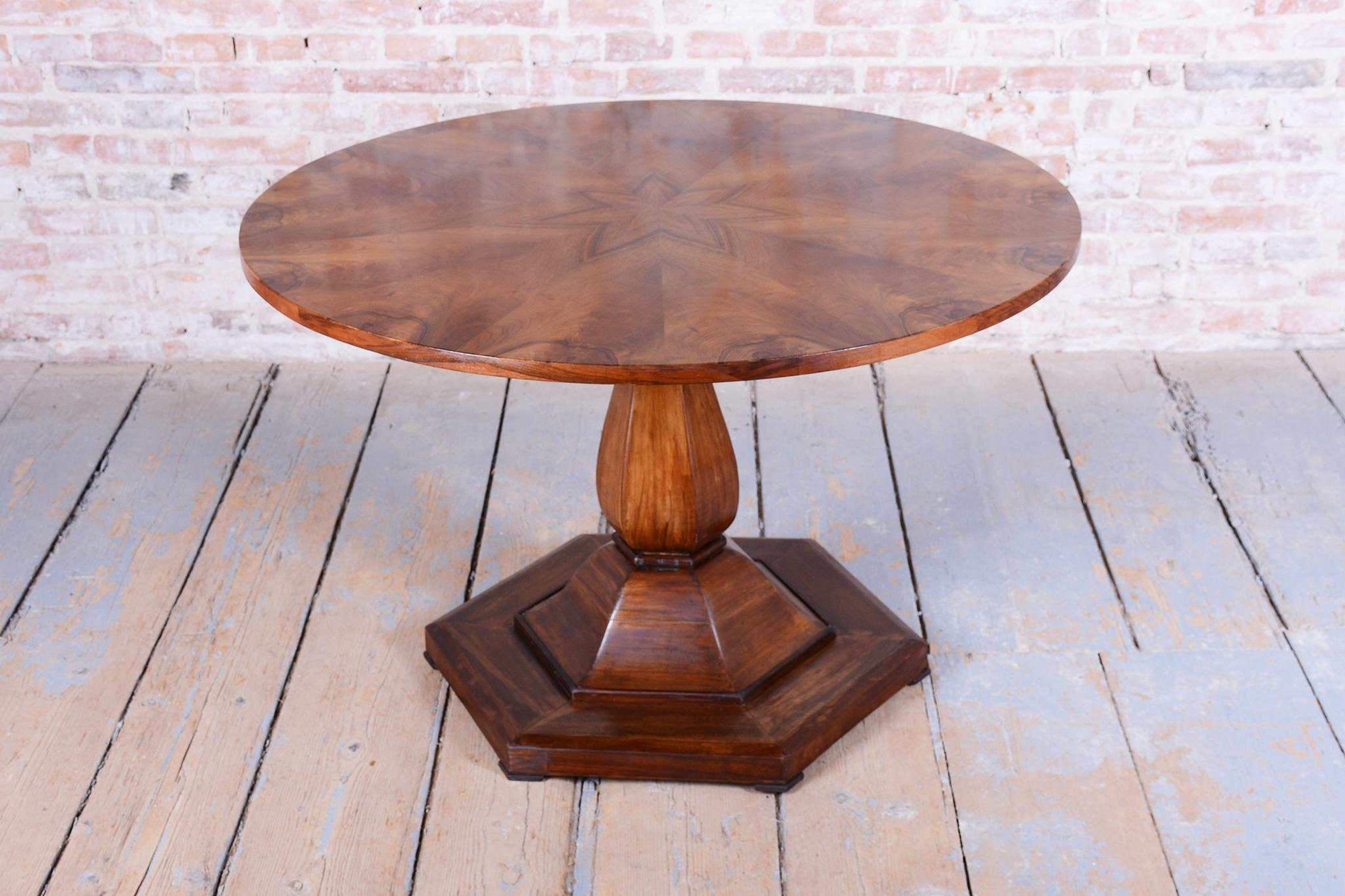 Wood Restored Biedermeier Dining Table, Walnut, Revived Polish, Czech, 1830s For Sale