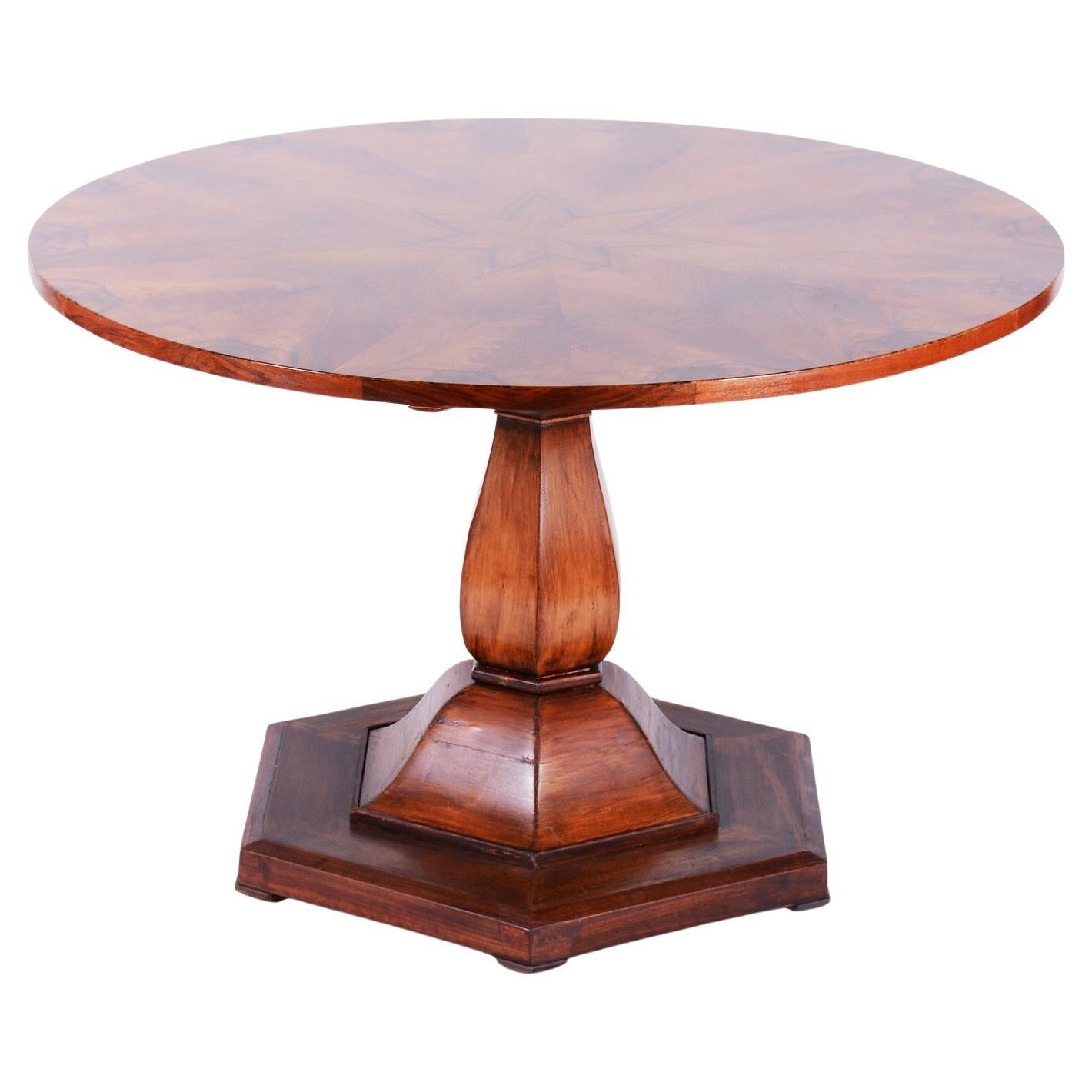 Restored Biedermeier Dining Table, Walnut, Revived Polish, Czech, 1830s For Sale