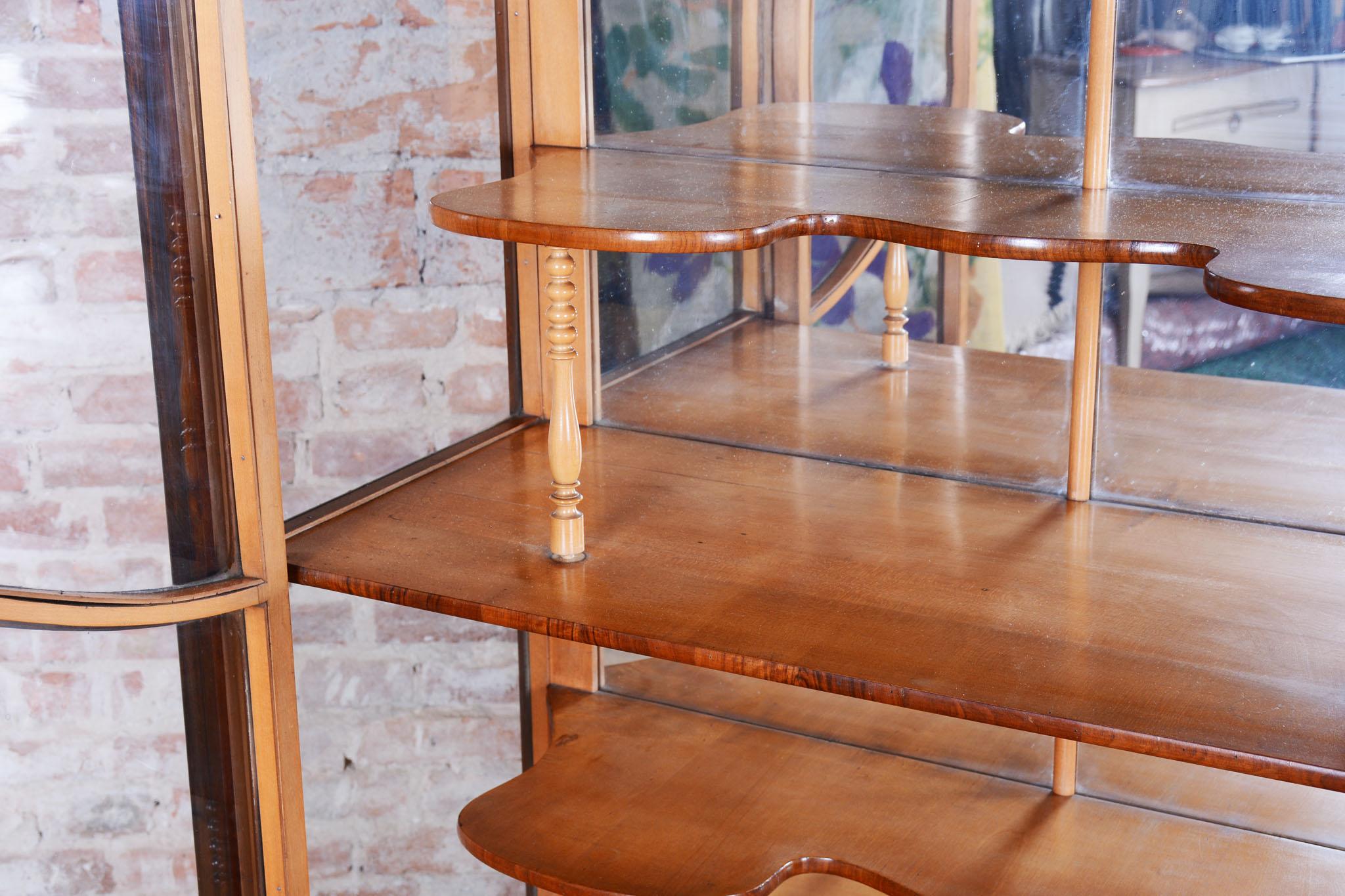 Restored Biedermeier Display Cabinet, Maple, Walnut, Polish, Czech, 1850s For Sale 11