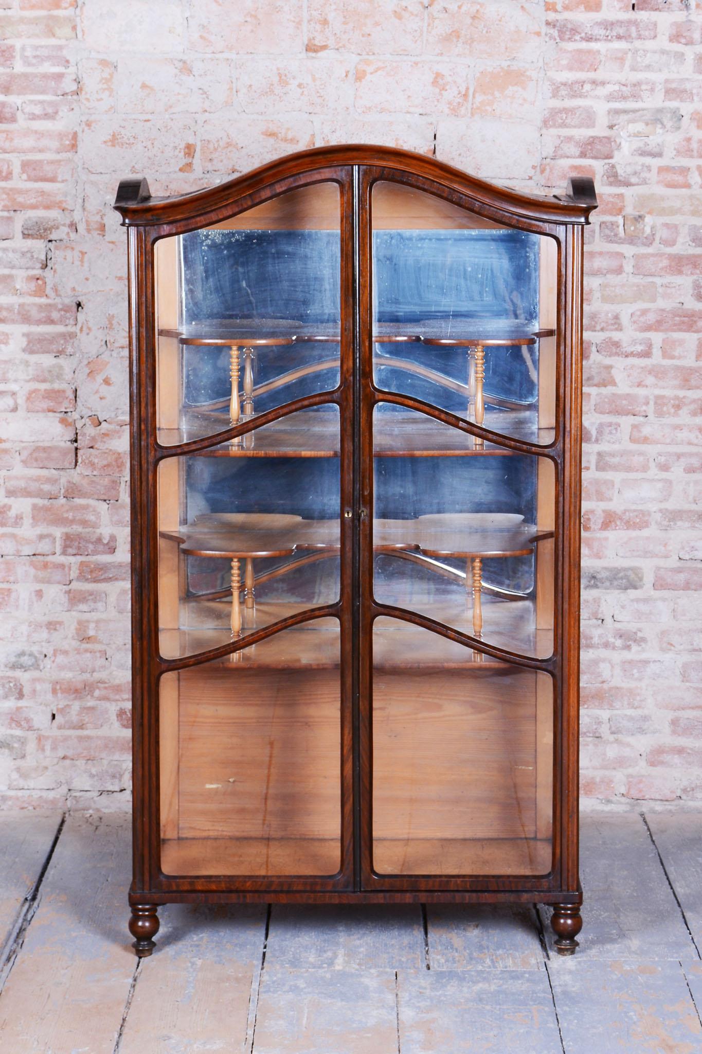 Restored Biedermeier Display Cabinet, Maple, Walnut, Polish, Czech, 1850s In Good Condition For Sale In Brandys nad Labem, Středočeský kraj