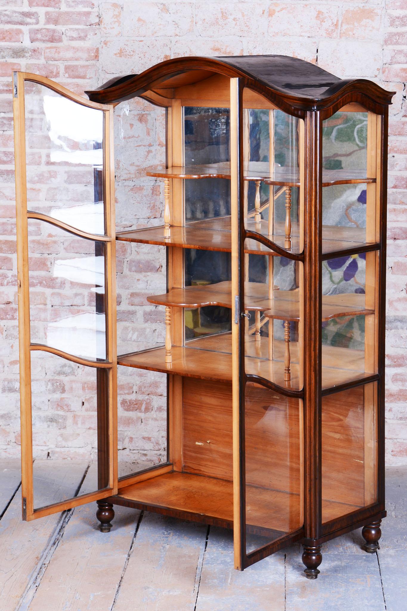 Restored Biedermeier Display Cabinet, Maple, Walnut, Polish, Czech, 1850s For Sale 2