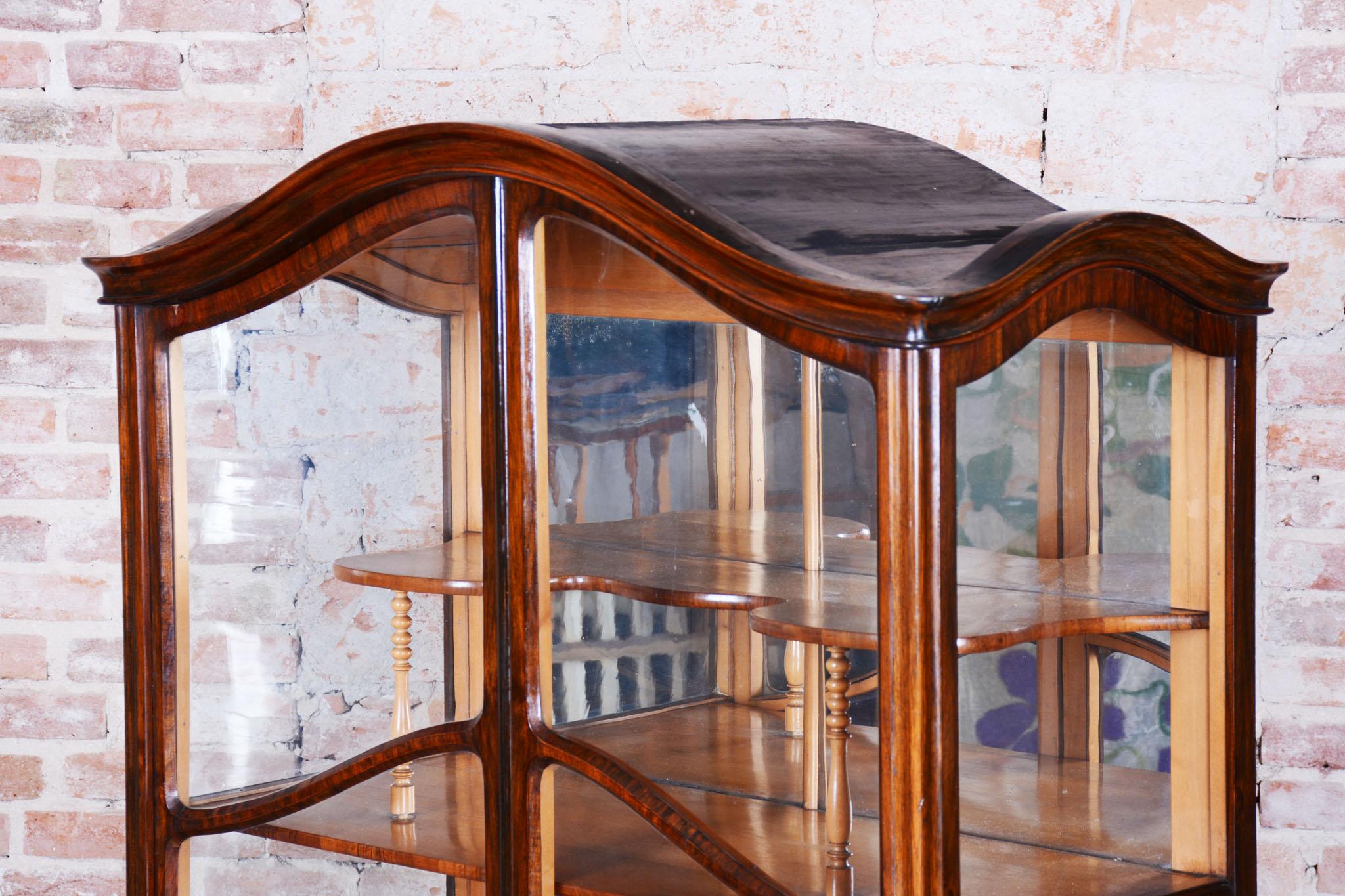 Restored Biedermeier Display Cabinet, Maple, Walnut, Polish, Czech, 1850s For Sale 3