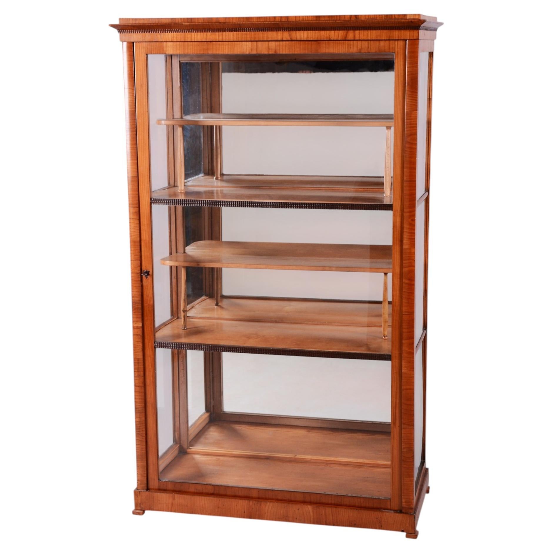 Restored Biedermeier Display Cabinet, Spruce, Cherry, Maple, Austria, 1830s For Sale