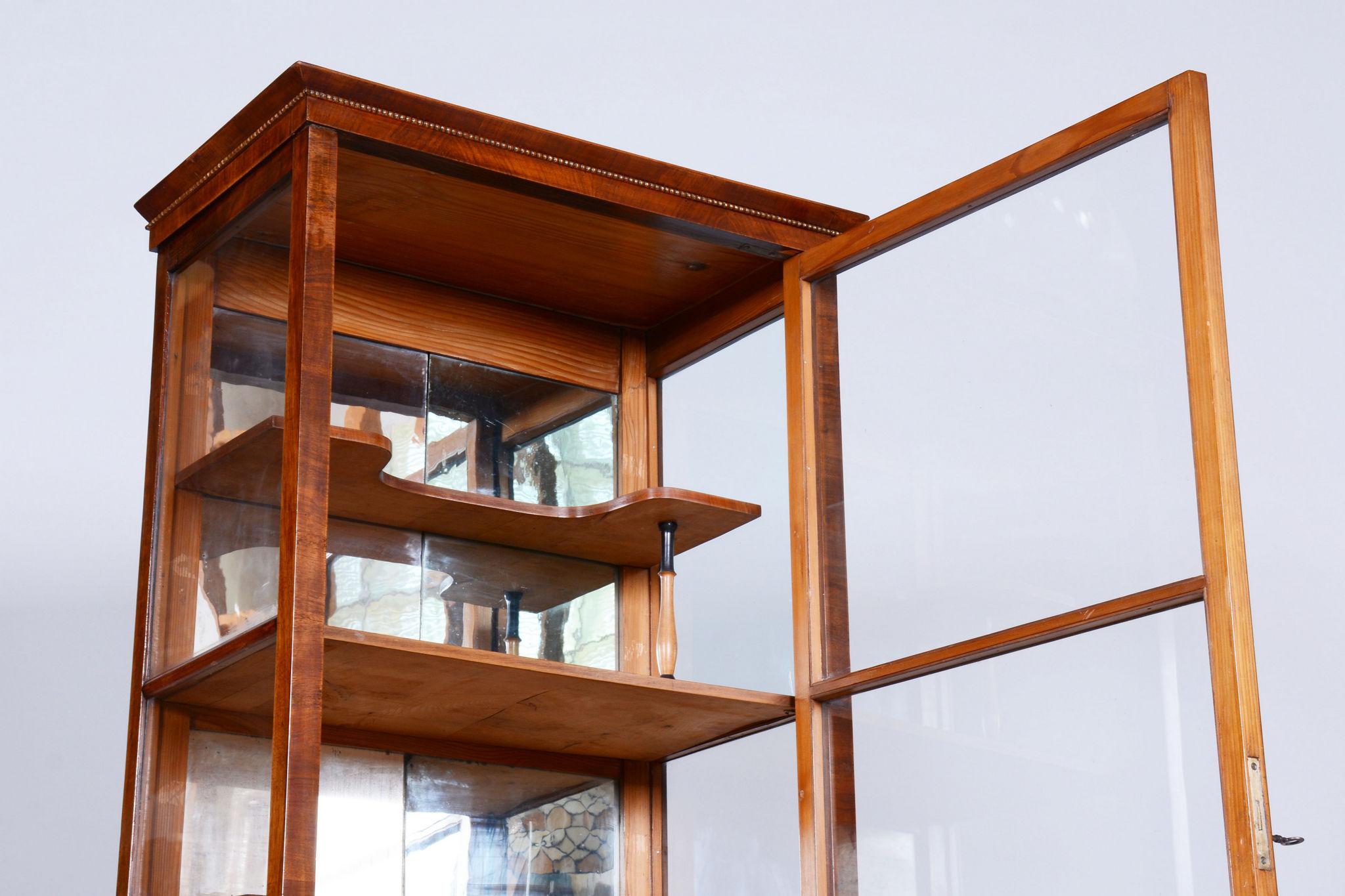 Restored Biedermeier Display Cabinet, Walnut, Polish, Spruce, Czech, 1830s For Sale 6