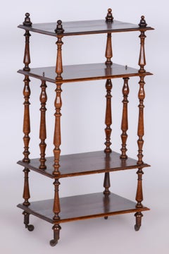 Restored Biedermeier Étagère, Beech, Brass Wheels, France, 1880s