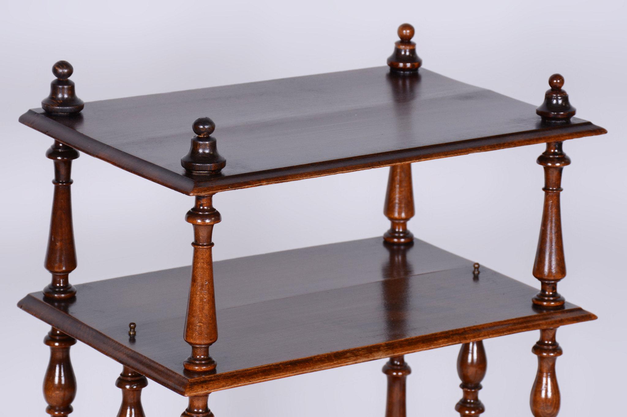 Francese Biedermeier Étagère restaurato, Beeche, ruote in ottone, Francia, 1880 in vendita