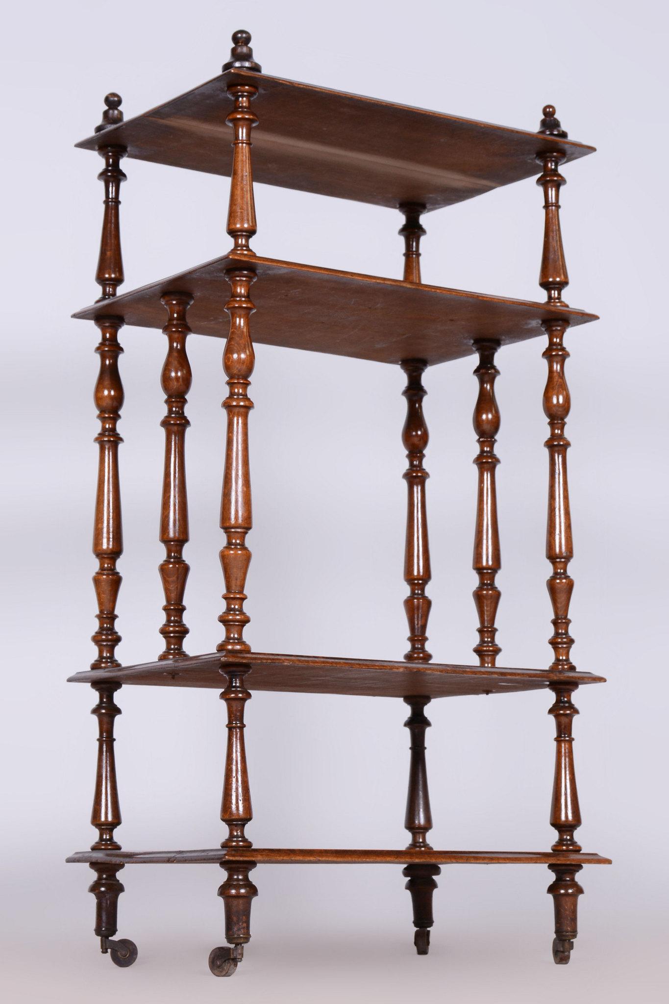 Biedermeier Étagère restaurato, Beeche, ruote in ottone, Francia, 1880 in vendita 2
