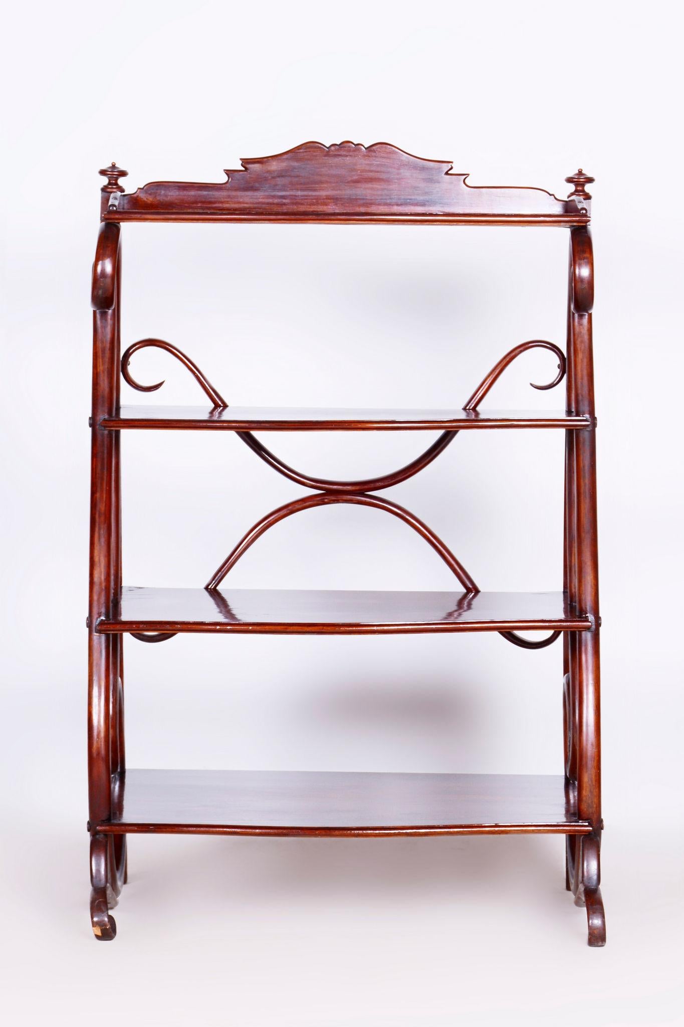 Made by influential Austrian furniture manufacturer Thonet.

It has been re-polished with polyutherane piano lacquer by our professional refurbishing team in Czechia according to the original process.

This item features classic Biedermeier