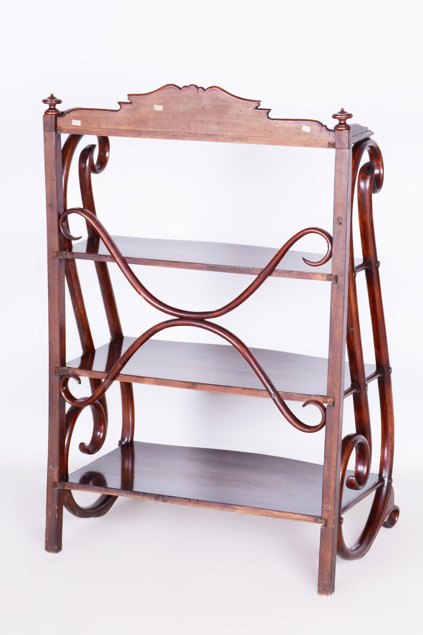 Restaurierte Biedermeier-Etagere, von Thonet, Buche, Nussbaum, Österreich, Wien, 1910er Jahre im Angebot 3