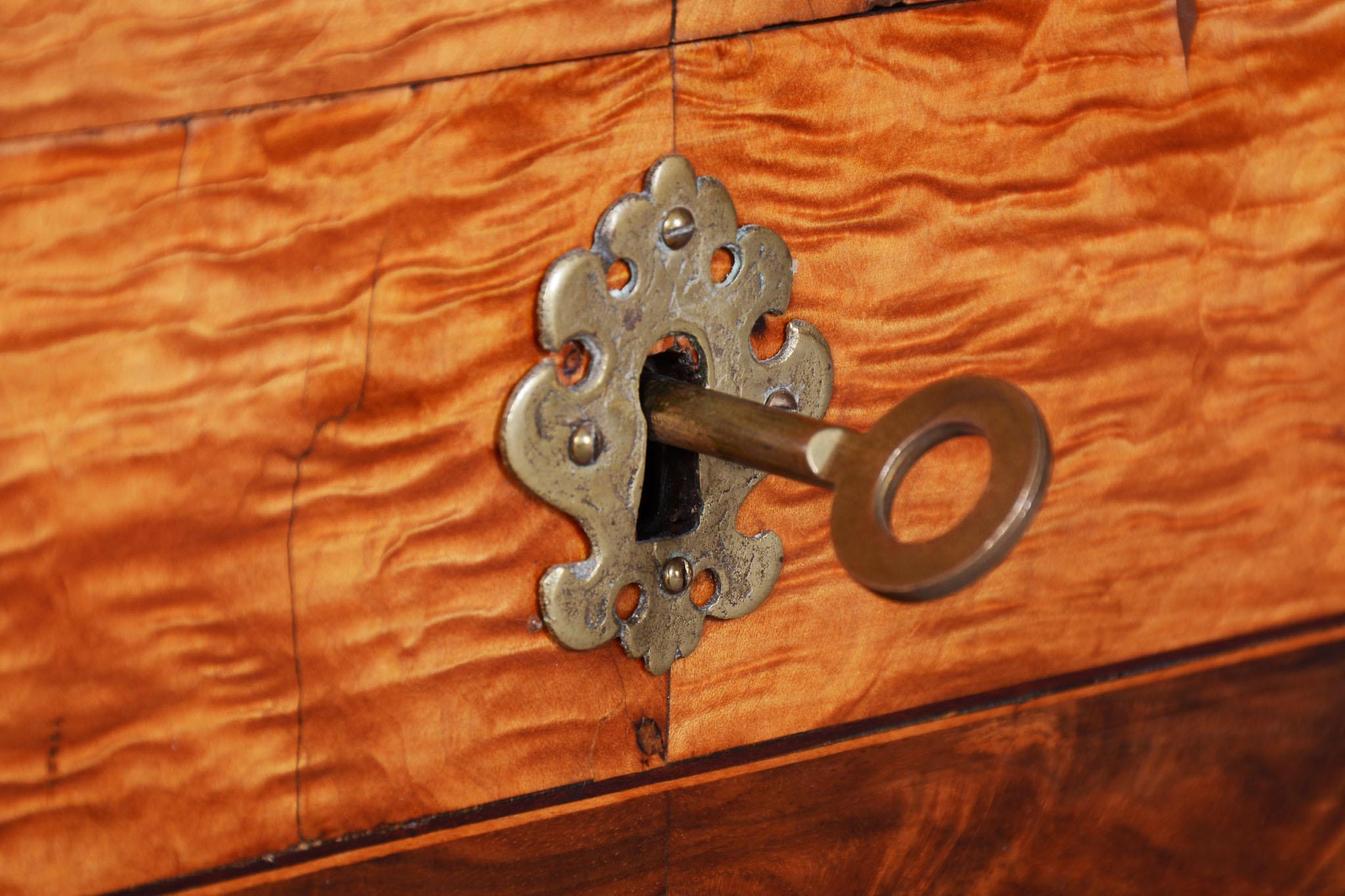 Restored Biedermeier Jewelry Box, Ash, Maple, Spruce, Walnut, Czech, 1820s For Sale 6
