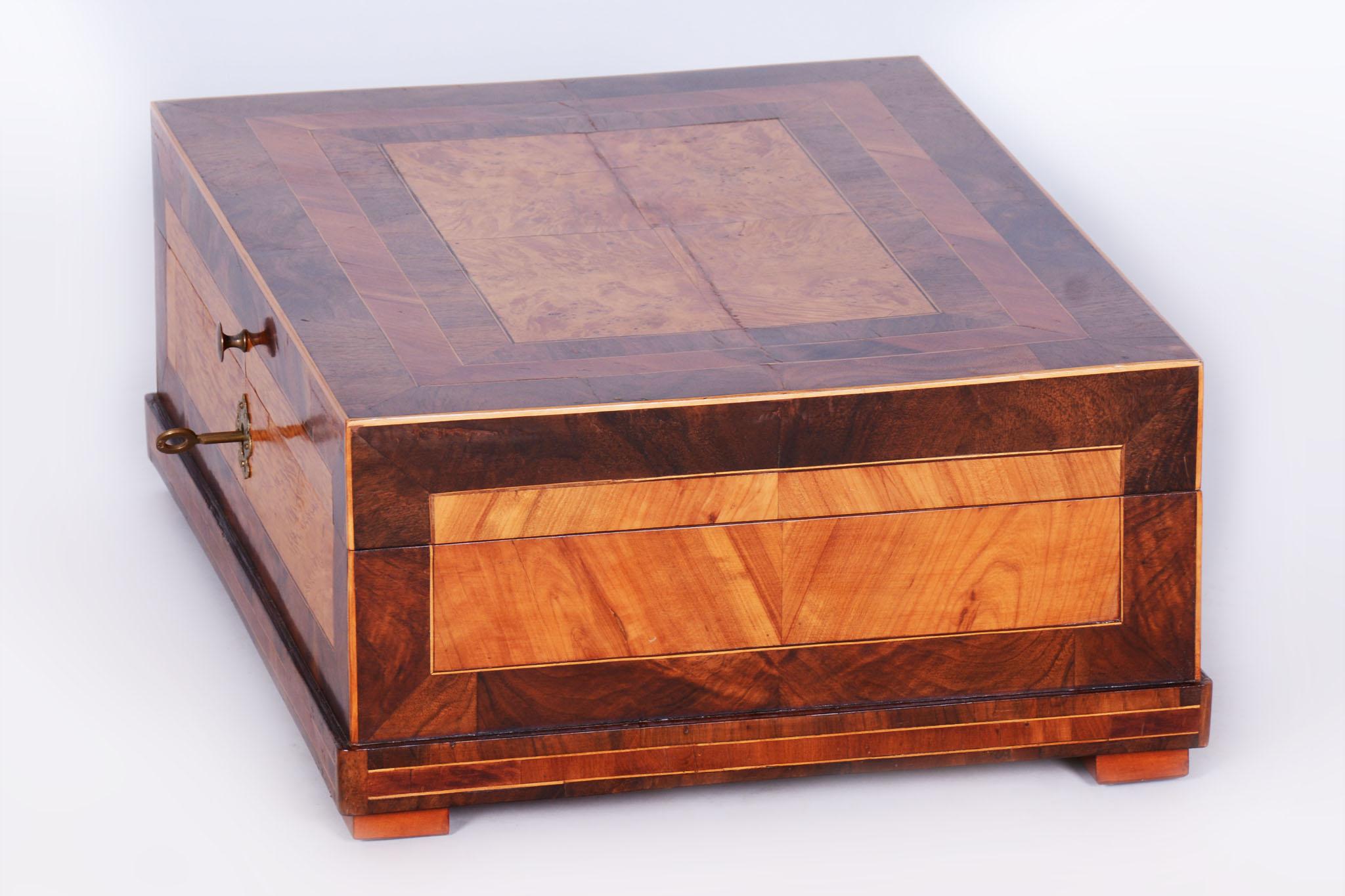 Early 19th Century Restored Biedermeier Jewelry Box, Ash, Maple, Spruce, Walnut, Czech, 1820s For Sale