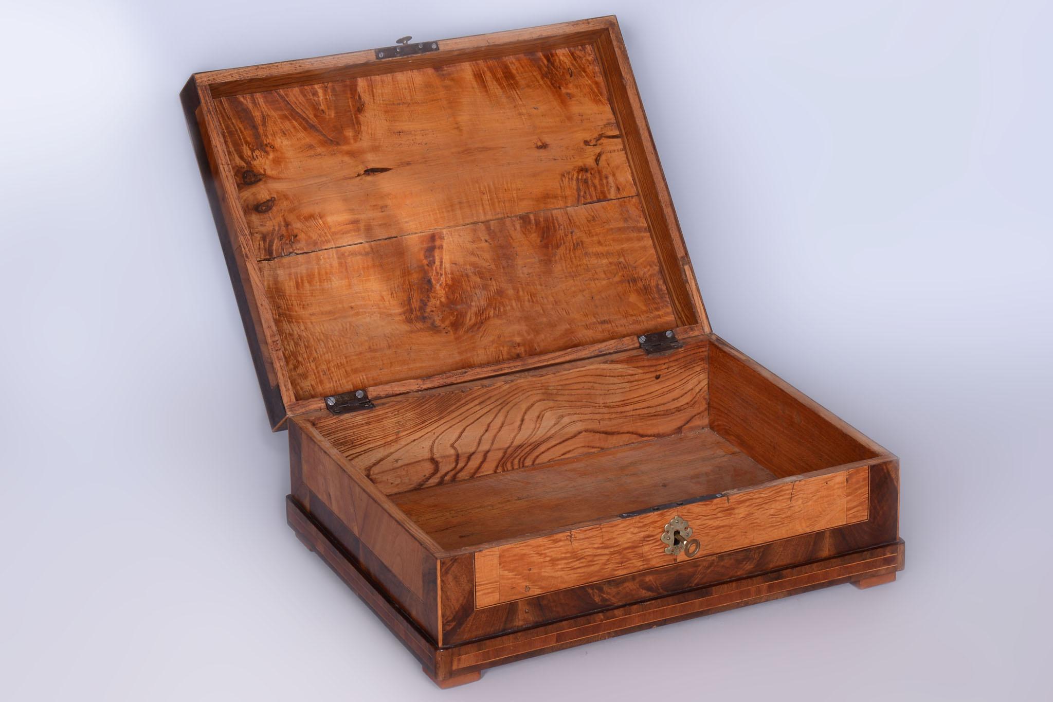 Wood Restored Biedermeier Jewelry Box, Ash, Maple, Spruce, Walnut, Czech, 1820s For Sale