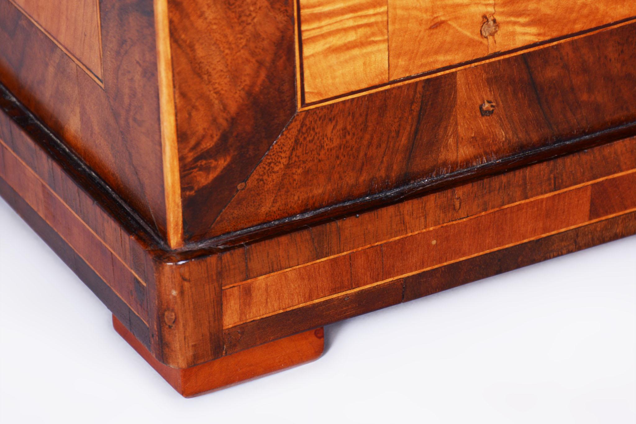 Restored Biedermeier Jewelry Box, Ash, Maple, Spruce, Walnut, Czech, 1820s For Sale 4