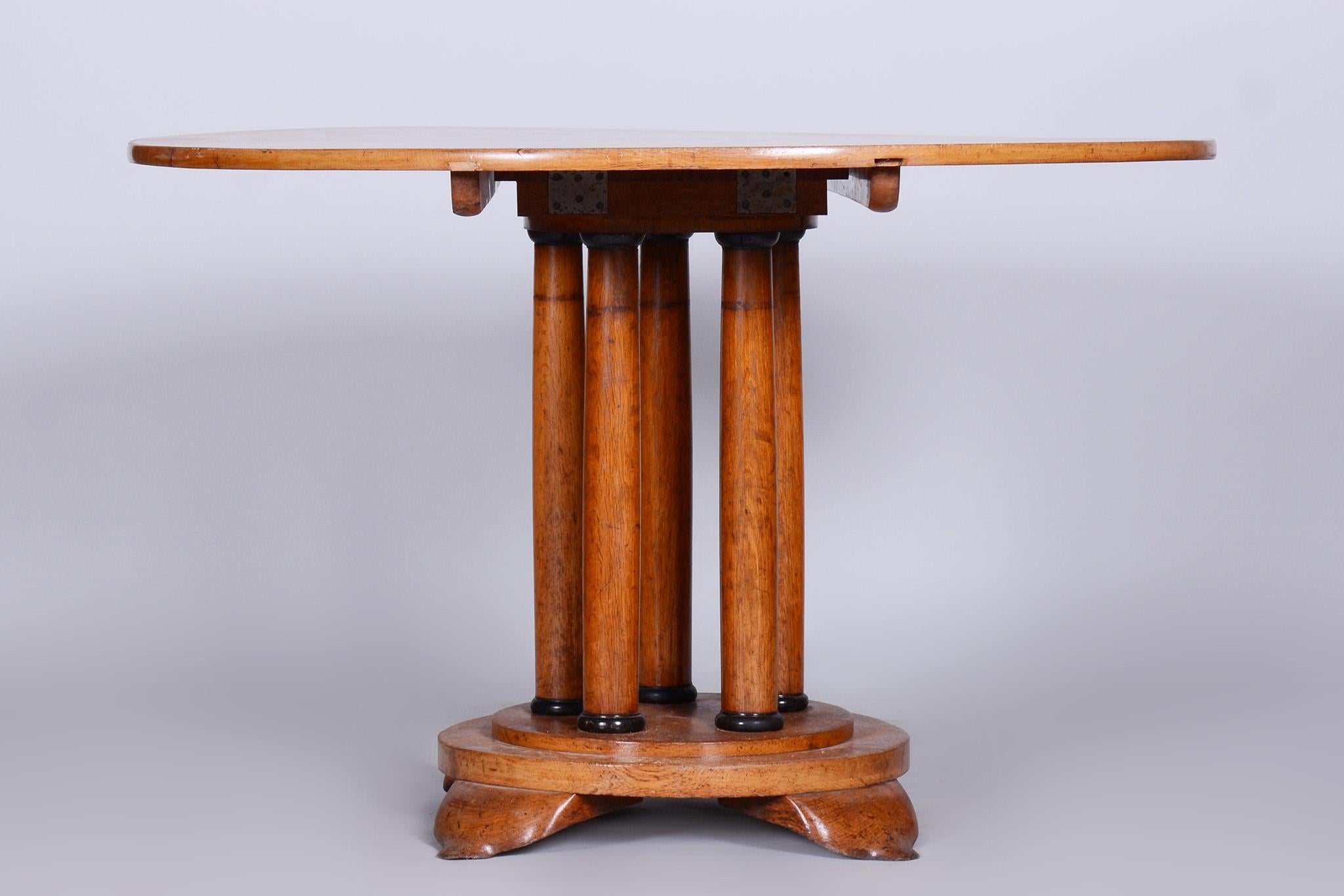 Wood Restored Biedermeier Oak Dining Table, Folding Top Desk, Austria, 1830s For Sale