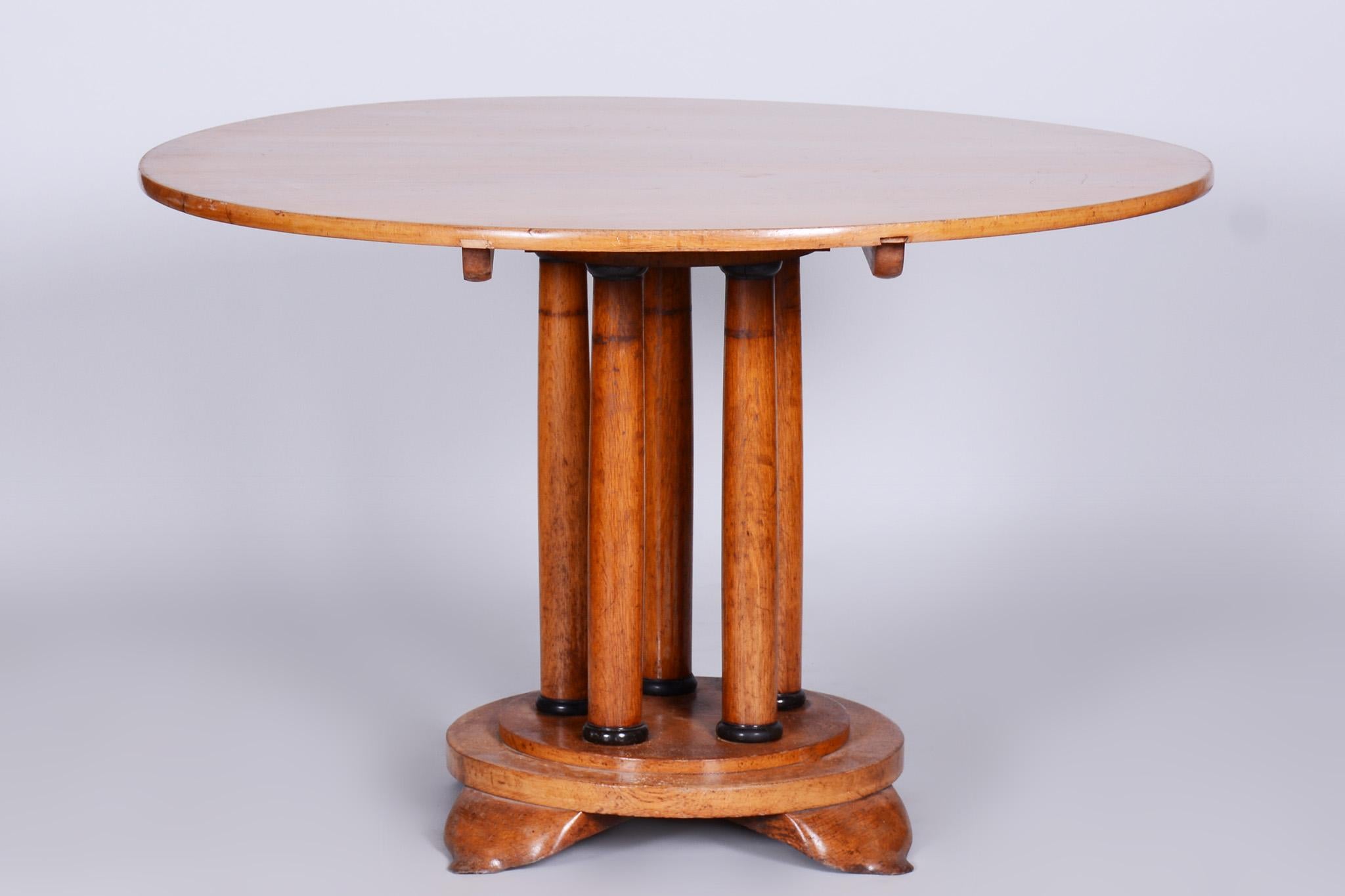 Restored Biedermeier Oak Dining Table, Folding Top Desk, Austria, 1830s For Sale 1