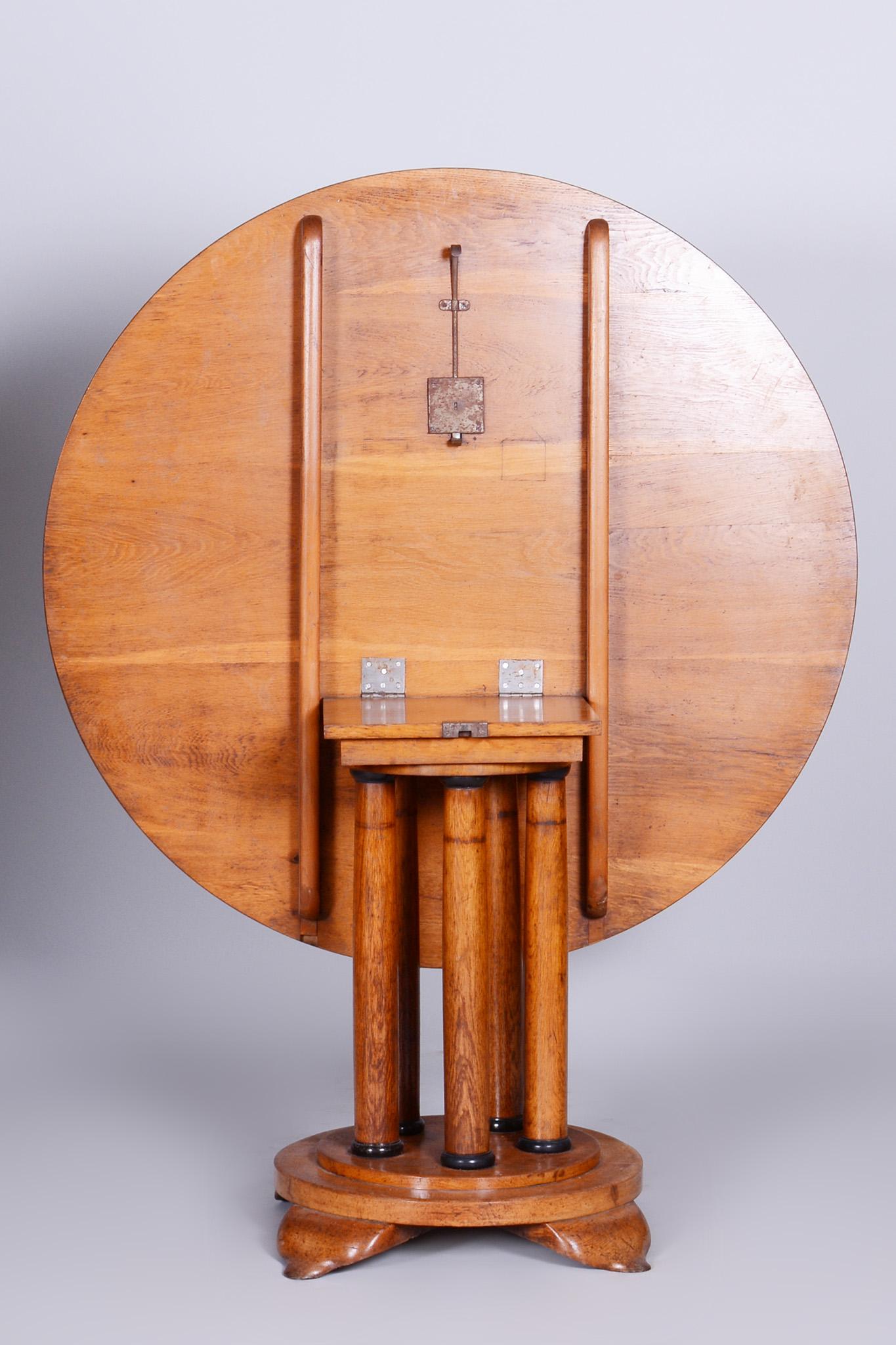 Restored Biedermeier Oak Dining Table, Folding Top Desk, Austria, 1830s For Sale 3