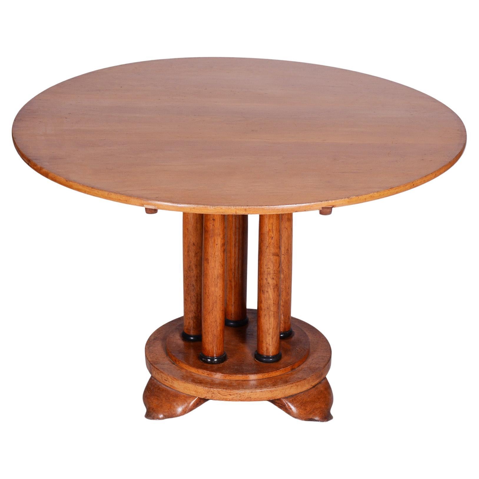 Restored Biedermeier Oak Dining Table, Folding Top Desk, Austria, 1830s For Sale