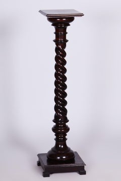 Restored Biedermeier Pedestal, Stained Walnut, Revived Polish, Austria, 1840s
